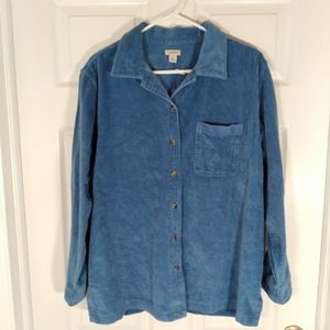 Vintage L.L. Bean Corduroy Relaxed Fit Blue Shacket Shirt Sz. L